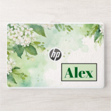 Modern Watercolor Greeny Flowers & personalize