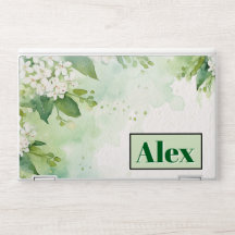 Modern Watercolor Greeny Flowers & personalize