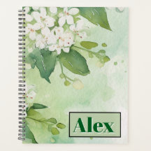 Modern Watercolor Greeny Flowers & personalize