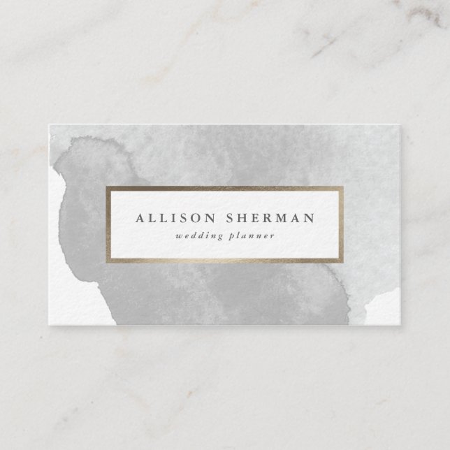 Modern Watercolor Grey Minimal  Business Card (Front)