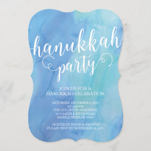 Modern Watercolor Hanukkah Celebration Invitation