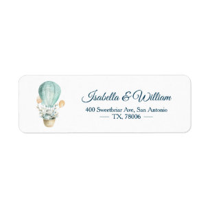 Modern Watercolor Happy Easter Balloon Bunny Boho Label