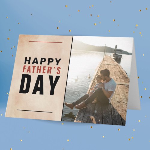 Modern Watercolor Happy Fathers Day Photo Card