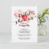 Modern Watercolor Hearts Bridal Shower Invitation (Standing Front)