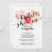 Modern Watercolor Hearts Bridal Shower Invitation (Front/Back)