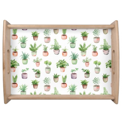 Modern watercolor herbs serving tray