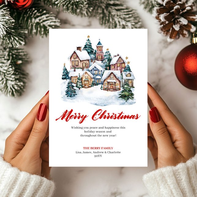 Modern Watercolor Holiday Scene Greeting Card (Modern Watercolor Holiday Scene Greeting Card)