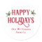 Modern Watercolor Holly & Red Happy Holidays