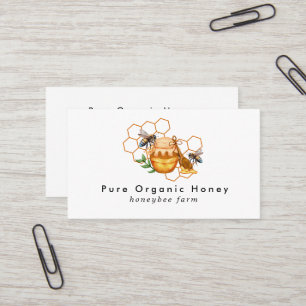 Modern Watercolor Honeycombs with bee Business Card