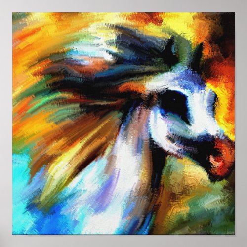 Modern Watercolor Horse Hand Painted Stallion  Poster