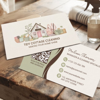 Modern Watercolor House Cleaning Maid Services Business Card