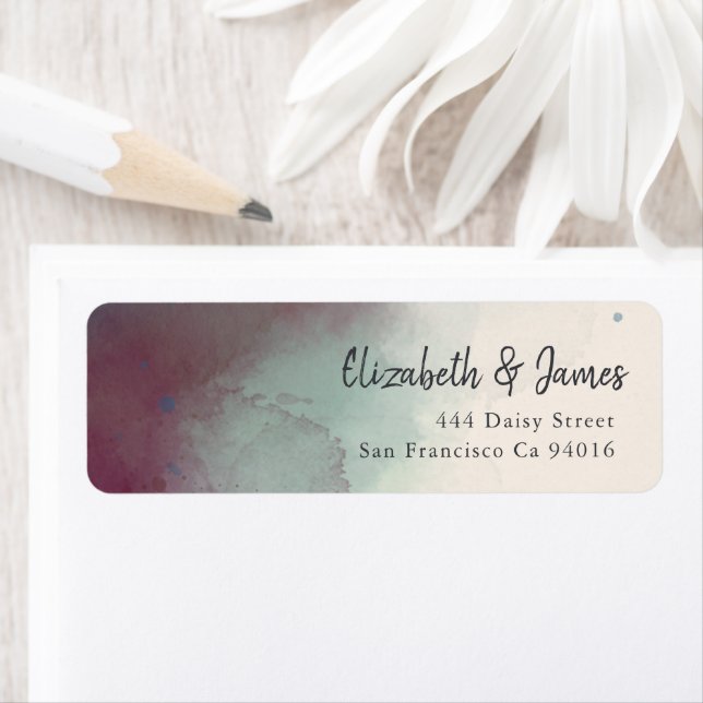 Modern Watercolor Jewel Tones Boho Wedding Label (Insitu)