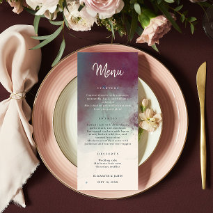Modern Watercolor Jewel Tones Boho Wedding Menu