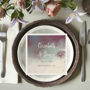 Modern Watercolor Jewel Tones Boho Wedding Napkins