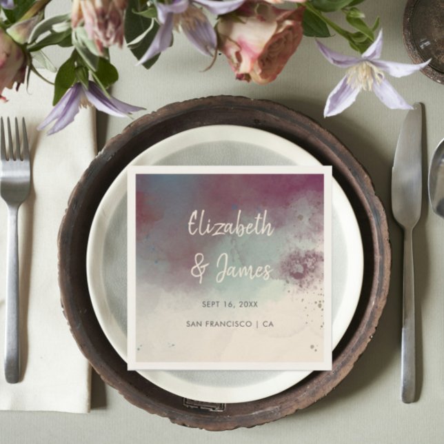 Modern Watercolor Jewel Tones Boho Wedding Napkins (Creator Uploaded)