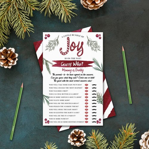 Modern Watercolor Joy Candy Cane Baby Shower