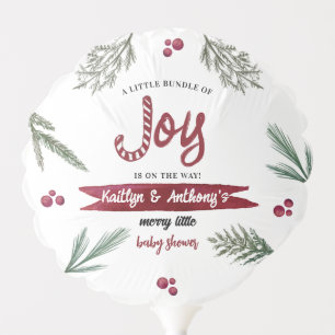 Modern Watercolor "Joy" Candy Cane Baby Shower Balloon