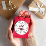 Modern Watercolor "Joy" Candy Cane Baby Shower Classic Round Sticker<br><div class="desc">Celebrate in style with these fun and very trendy baby shower stickers. The design is easy to personalize with your special event wording and your guests will be thrilled when they see these fabulous stickers. Matching items are available in the collection.</div>
