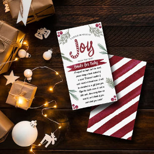 Modern Watercolor "Joy" Candy Cane Baby Shower Enclosure Card