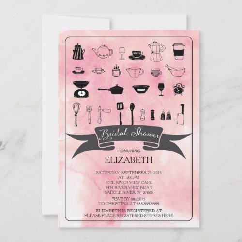 Modern Watercolor Kitchen Bridal Shower Invitation