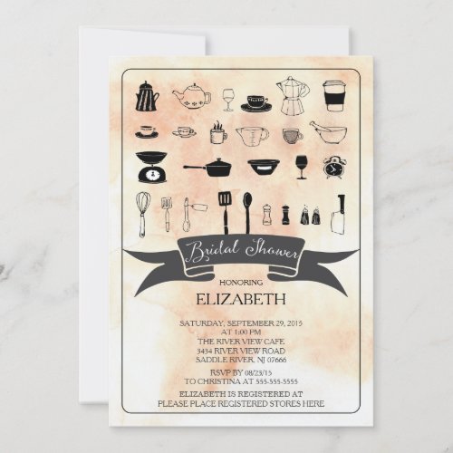 Modern Watercolor Kitchen Bridal Shower Invitation