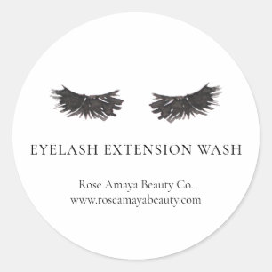 Modern Watercolor Lashes Lash Extension Cleanser Classic Round Sticker