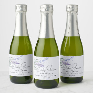 Modern Watercolor Lavender Baby Shower Favor Sparkling Wine Label