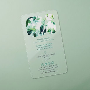 Modern Watercolor Leaf Business Card Garden Design Clear Business Cards