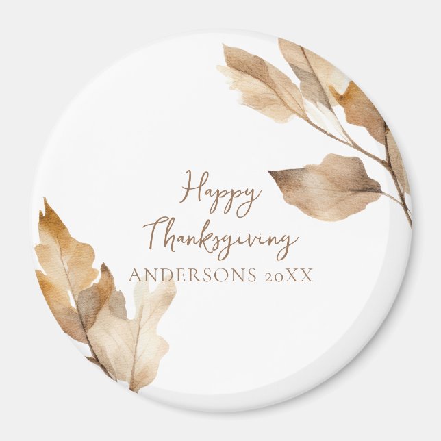 Modern Watercolor Leaf Thanksgiving Magnet (Front)