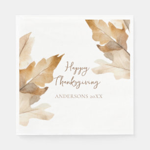 Modern Watercolor Leaf Thanksgiving Napkins