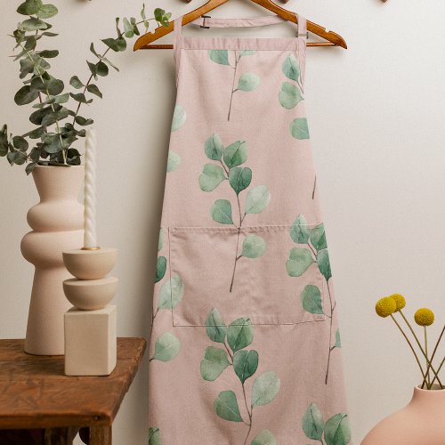 Modern Watercolor Leaves Pattern  Apron