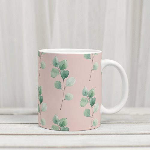Modern Watercolor Leaves Pattern  Coffee Mug