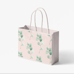 Modern Watercolor Leaves Pattern  Large Gift Bag