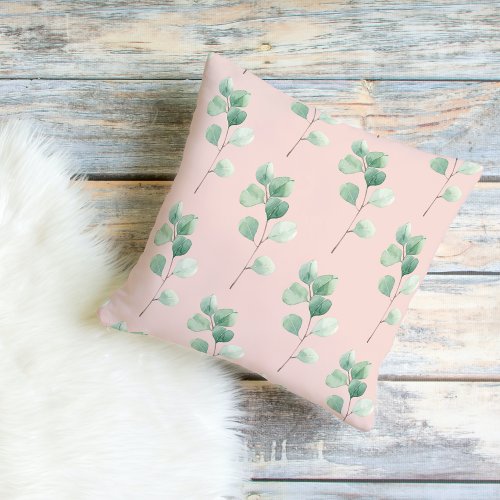 Modern Watercolor Leaves Pattern  Outdoor Pillow