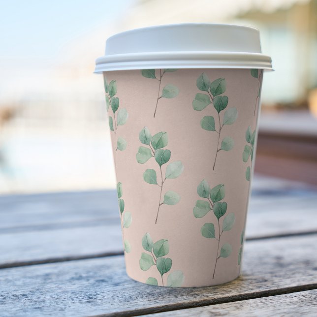 Modern Watercolor Leaves Pattern Paper Cups (Creator Uploaded)