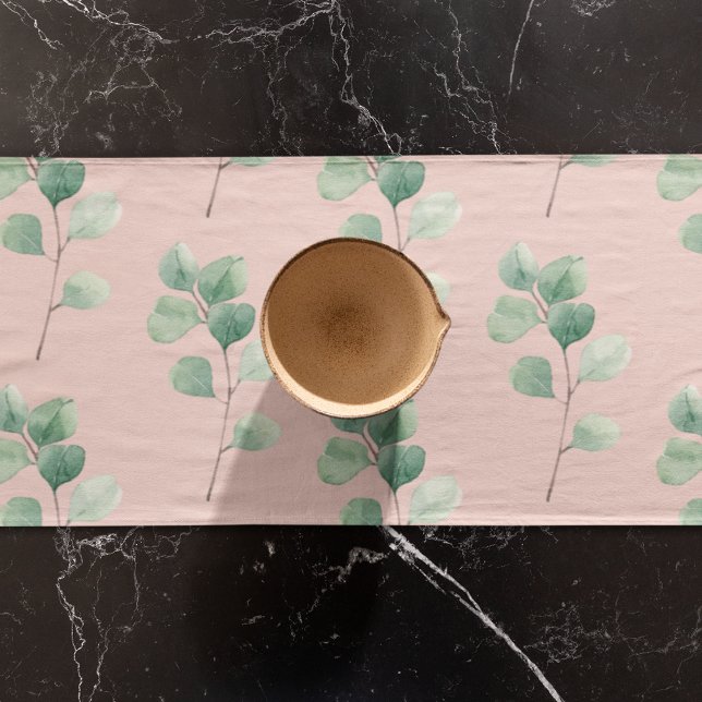 Modern Watercolor Leaves Pattern  Short Table Runner (Creator Uploaded)