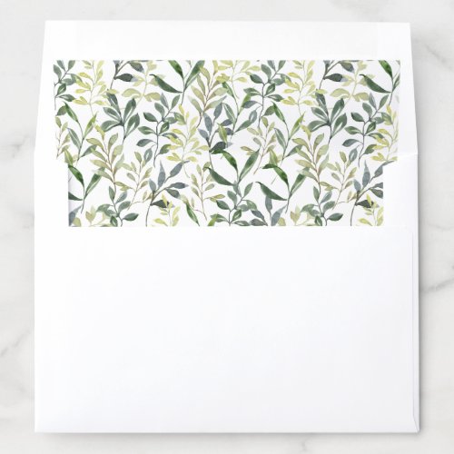 Modern Watercolor Leaves Wedding  Envelope Liner