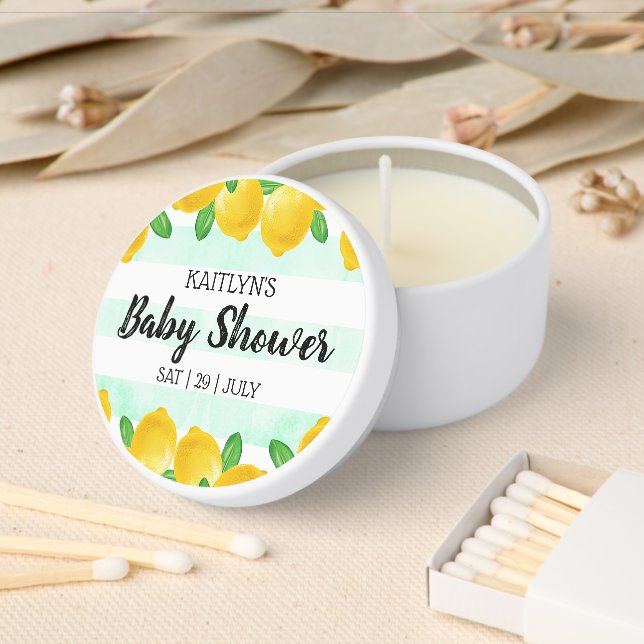 Modern Watercolor Lemon Baby Shower Mini Candle Favors (Insitu)