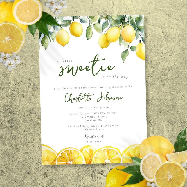 Modern Watercolor Lemon Citrus Baby Shower Invitation (Modern Watercolor Lemon Citrus Baby Shower Invitation)