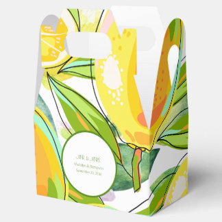 Modern Watercolor Lemon Garden yellow Favor Box