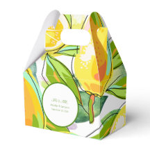 Modern Watercolor Lemon Garden yellow Favor Box