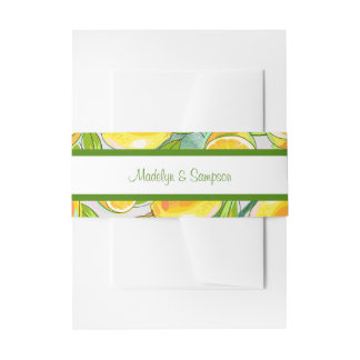 Modern Watercolor Lemon Garden yellow Invitation Belly Band
