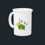 Modern Watercolor Lemon Lime and Leaves Beverage Pitcher<br><div class="desc">Designed by Dream Big Digital Design</div>