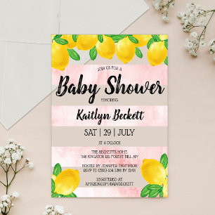 Modern Watercolor Lemon Tree Baby Shower Acrylic Invitations