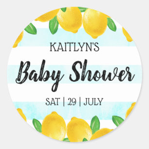 Modern Watercolor Lemon Tree Baby Shower Classic Round Sticker