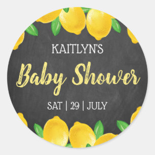 Modern Watercolor Lemon Tree Baby Shower Classic Round Sticker
