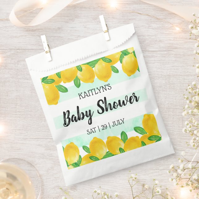 Modern Watercolor Lemon Tree Baby Shower Favor Bag (Clipped)