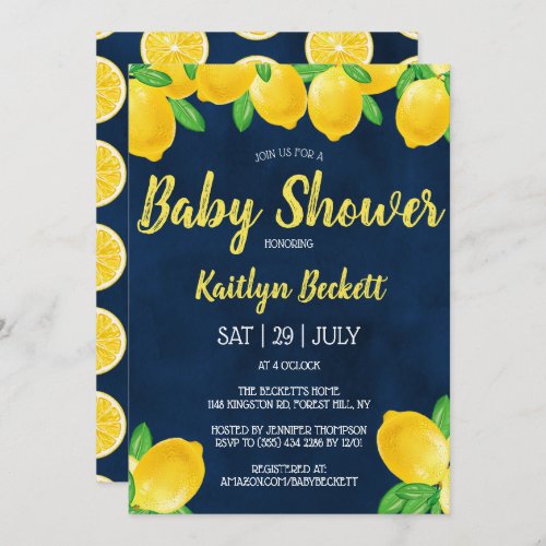 Modern Watercolor Lemon Tree Baby Shower Invitation