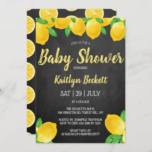 Modern Watercolor Lemon Tree Baby Shower Invitation