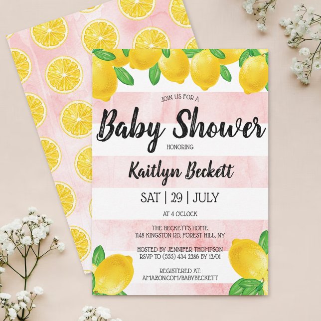Modern Watercolor Lemon Tree Baby Shower Invitation (Creator Uploaded)